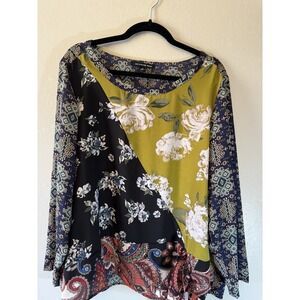 Zac‎ & Rachel Woman Plus Size Multicolored Blouse With Side Tie Size 2X